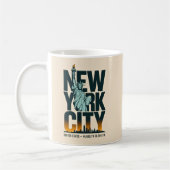 New York City Typografy Statue of Liberty Skyline Kaffeetasse (Links)