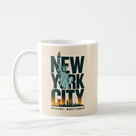 New York City Typografy Statue of Liberty Skyline Kaffeetasse