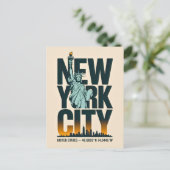 New York City Typografy Statue of Liberty Skyline Postkarte (Stehend Vorderseite)