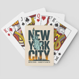 New York City Typografy Statue of Liberty Skyline Spielkarten