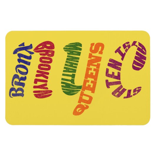 New York City Typographic NYC Magnet (Horizontal)