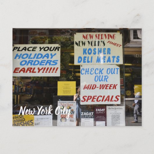 New York City Upper West Side Kosher Deli NYC Postkarte (Vorderseite)