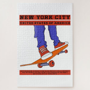 New York City, USA Cool Skateboard Puzzle