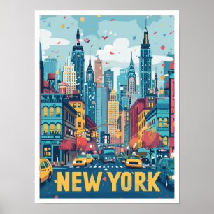 New York City USA Kunst Vintage Reiseillustration Poster