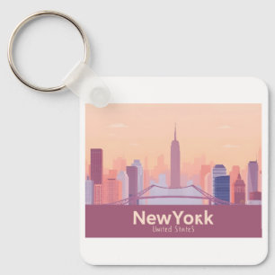New York City USA Pastel Travel Schlüsselanhänger
