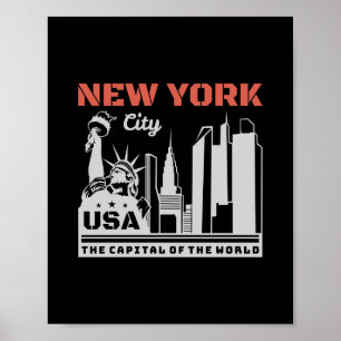 New York City USA Skyline Wahrzeichen Reise Grafik Poster