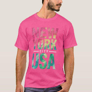 New York City USA Souvenir Farbiger Text T-Shirt