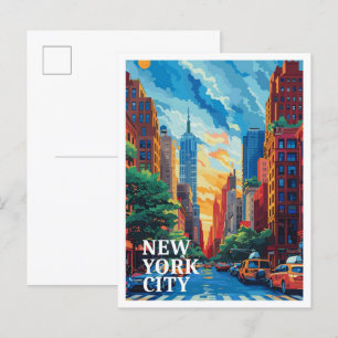 New York City USA Vintage Kunst Reiseillustration Postkarte