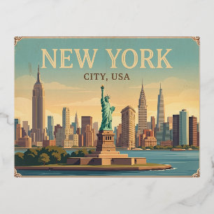 New York City USA Vintage Reise Postkarte