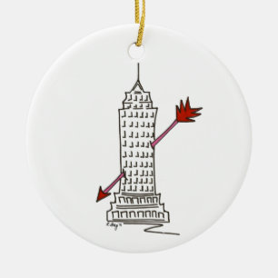 New York City Valentine NYC Skycraper Cupid Keramik Ornament