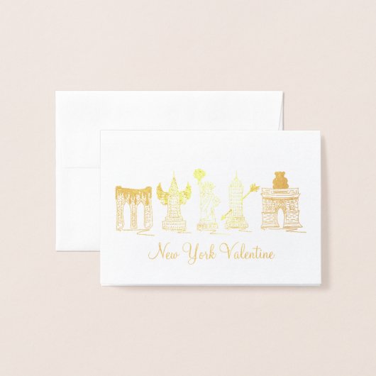 New York City Valentine's Day NYC Sehenswürdigkeit Folienkarte (Vorderseite mit Umschlag)
