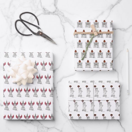 New York City Valentine's Day NYC Sehenswürdigkeit Geschenkpapier Set (Vorderseite)