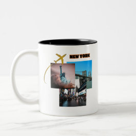 New York City Vibes - Urban Travel Collage Zweifarbige Tasse
