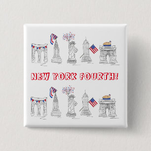 New York City Vierte NYC 4. Juli Patriotische USA Button