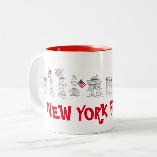 New York City Vierte NYC 4. Juli Patriotische USA Zweifarbige Tasse (Vorderseite Links)