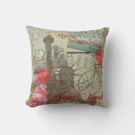 New York City Vintag Liberty Skyline Symbol Art Kissen