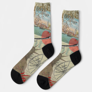 New York City Vintag Liberty Skyline Symbol Art Socken