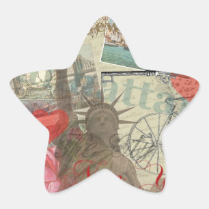 New York City Vintag Liberty Skyline Symbol Art Stern-Aufkleber