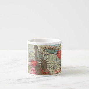 New York City Vintage Liberty Skyline Symbol Kunst Espressotasse