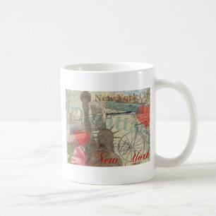 New York City Vintage Liberty Skyline Symbol Kunst Kaffeetasse