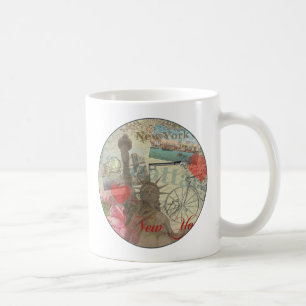 New York City Vintage Liberty Skyline Symbol Kunst Kaffeetasse