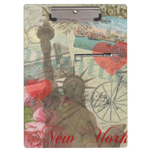 New York City Vintage Liberty Skyline Symbol Kunst Klemmbrett
