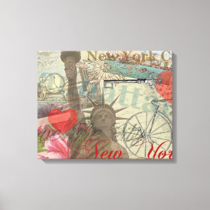 New York City Vintage Liberty Skyline Symbol Kunst Leinwanddruck