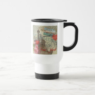 New York City Vintage Liberty Skyline Symbol Kunst Reisebecher