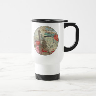 New York City Vintage Liberty Skyline Symbol Kunst Reisebecher