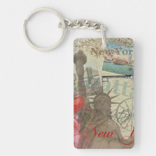 New York City Vintage Liberty Skyline Symbol Kunst Schlüsselanhänger