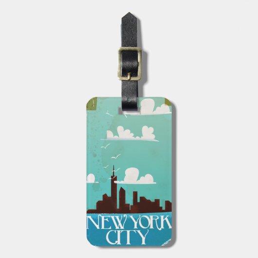 New York City Vintage Reiseposter Gepäckanhänger (Vorderseite vertikal)