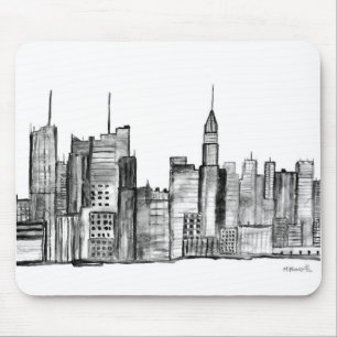 New York City Vintage-Silhouette Schwarz Weiß NYC Mousepad