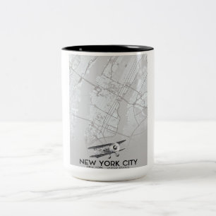 New York City Vintage-Stilkarte Zweifarbige Tasse