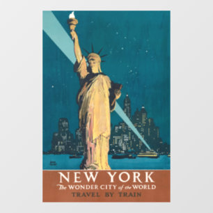 New York City Vintage Travel Liberty Skyline Fensteraufkleber