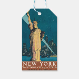 New York City Vintage Travel Liberty Skyline Geschenkanhänger