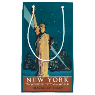 New York City Vintage Travel Liberty Skyline Kleine Geschenktüte