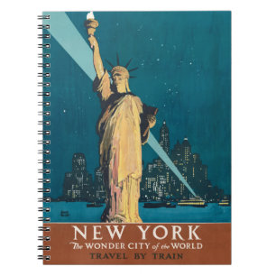 New York City Vintage Travel Liberty Skyline Notizblock