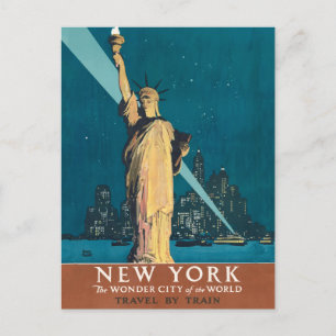 New York City Vintage Travel Liberty Skyline Postkarte