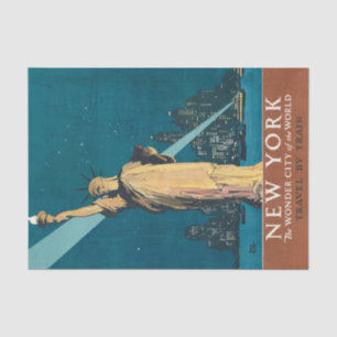 New York City Vintage Travel Liberty Skyline Seidenpapier
