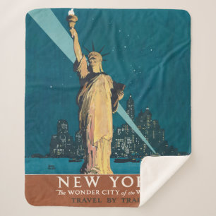 New York City Vintage Travel Liberty Skyline Sherpadecke