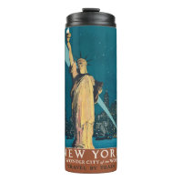 New York City Vintage Travel Liberty Skyline