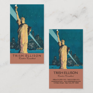 New York City Vintage Travel Liberty Skyline Visitenkarte