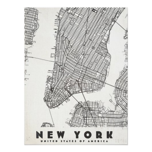 New York City Vintage Travel Map Poster (Vorderseite)
