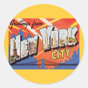 New York City Vintage Travel Runder Aufkleber