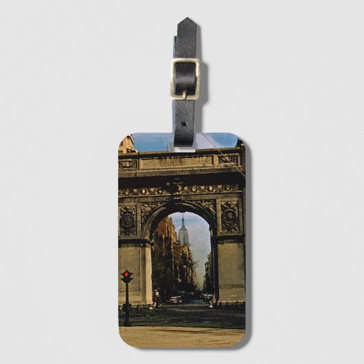 New York City Washington Square Watercolor 1953 Gepäckanhänger (Vorderseite Vertikal)