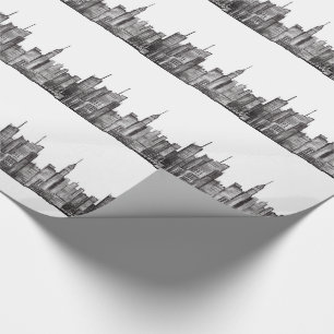 New York City Water Color Manhattan Skyline Black Geschenkpapier