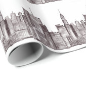 New York City Water Color Manhattan Skyline Geschenkpapier (Rolleneckpunkt)