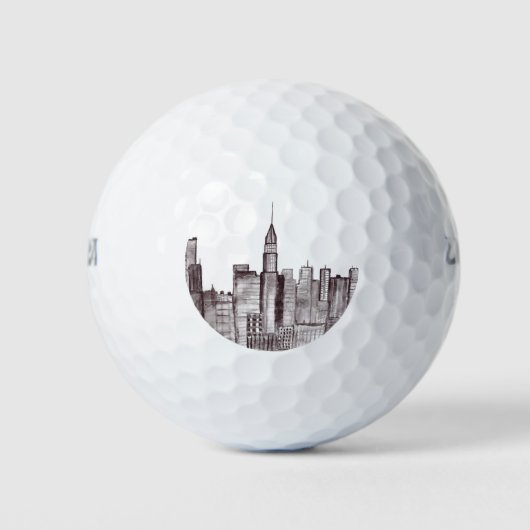 New York City Water Color Manhattan Skyline Golfball (Vorderseite)