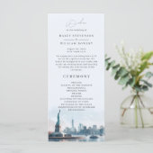 New York City Watercolor Skyline Wedding Program (Stehend Vorderseite)
