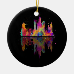 New York City Watercolor Statue of Liberty NYC Co Keramik Ornament